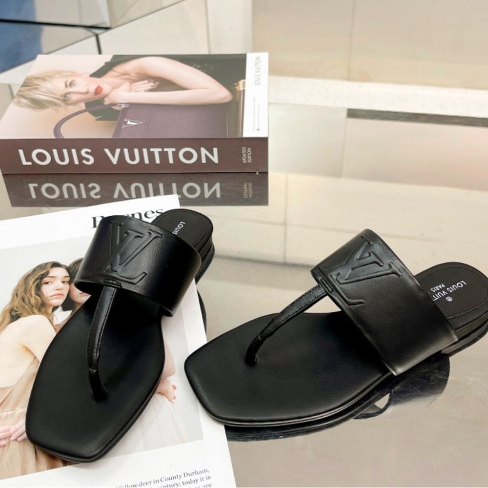 Louis Vuitton Black Leather Sandals